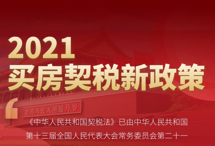 紅色2021買房購房契稅新政策文章長圖