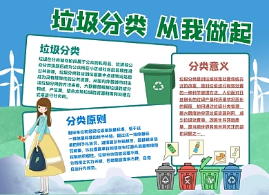 垃圾分类节约减排简约小报手抄报设计
