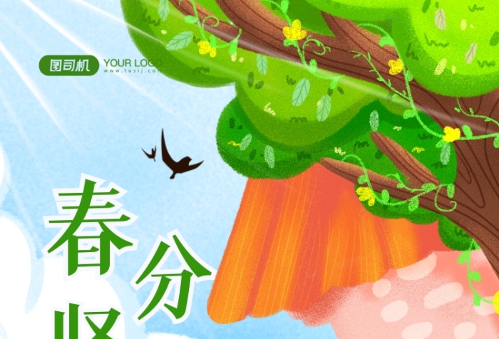 春分豎蛋手繪卡通手機海報