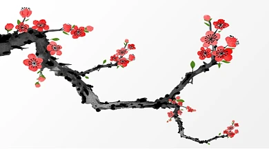 唯美春天梅花手绘简笔画