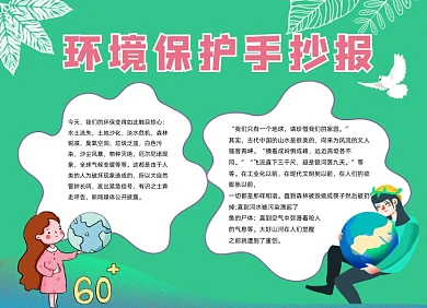 环境保护地球一小时手绘小报手抄报