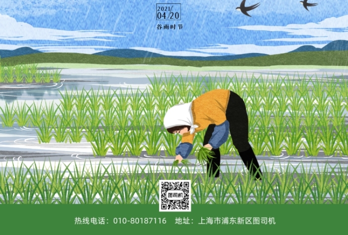 谷雨節(jié)氣春種插畫印刷海報(bào)