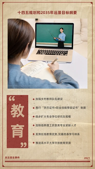 教育十四五规划复古报纸风手机海报