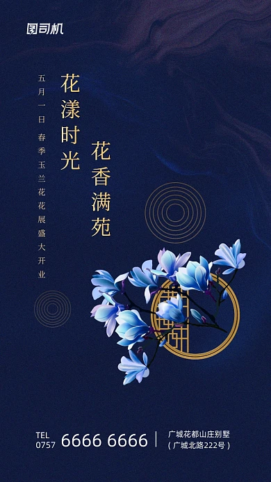 春季玉兰花展活动简约大气手机海报