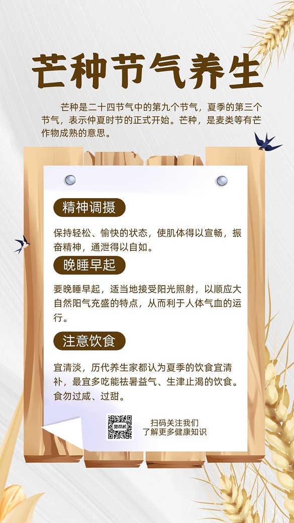 芒種節(jié)氣養(yǎng)生白色簡約節(jié)氣手機海報