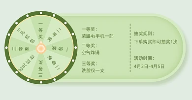 抽奖大转盘绿色小清新横版海报