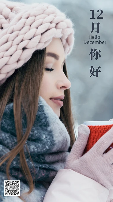你好十二月冬季问候早安摄影图海报