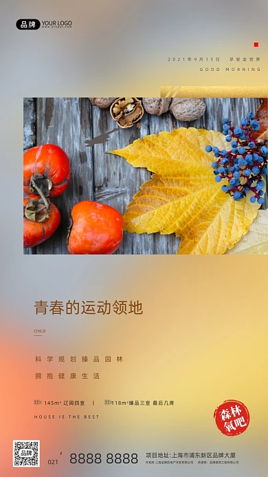 枫叶大自然养生房地产宣传摄影图海报