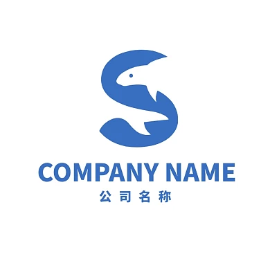 S字母鲸鱼蓝色logo