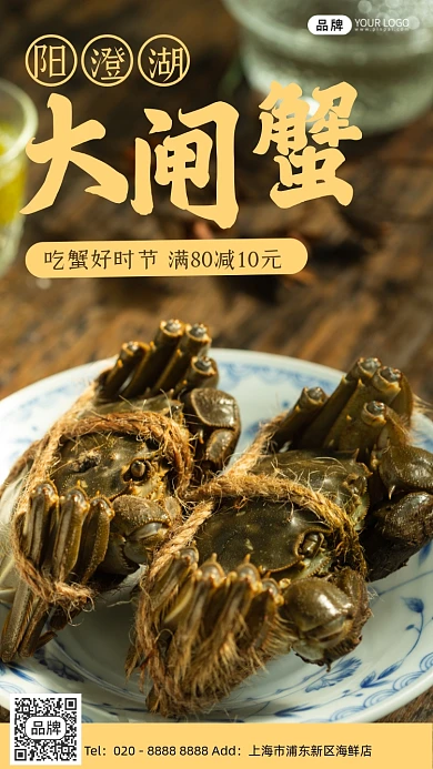 摄影风格阳澄湖大闸蟹促销摄影图海报