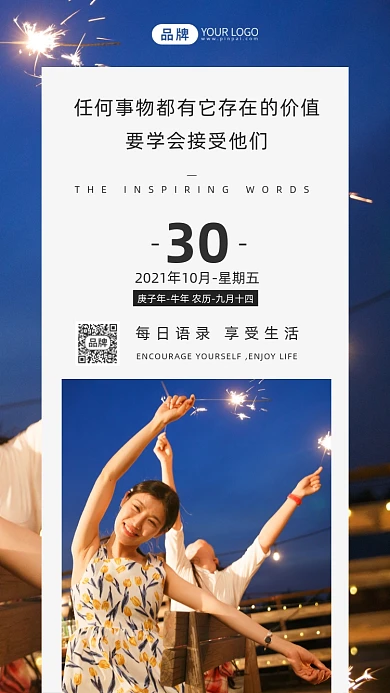 每日语录日签夜晚烟花摄影图海报