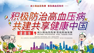 社区风世界高血压日防治高血压宣传展板