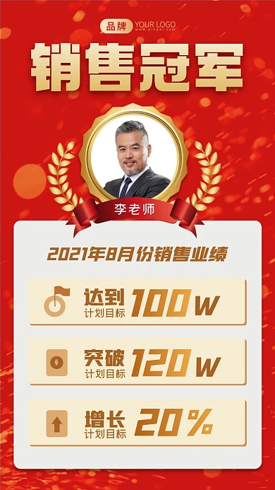 销售冠军表彰摄影图海报