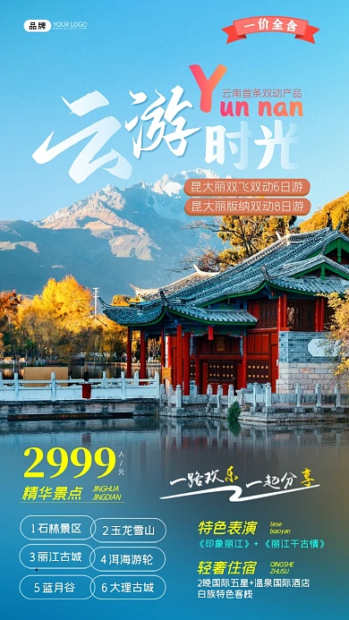 云南旅游宣传景点摄影图海报
