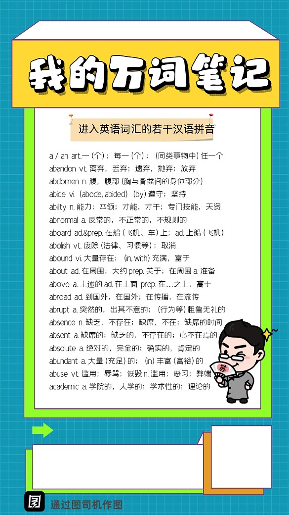 萬(wàn)詞英語(yǔ)筆記海報(bào)