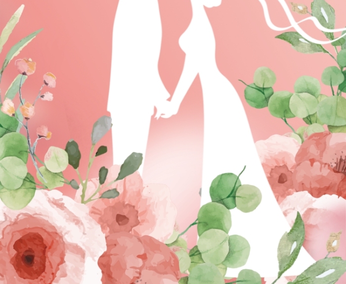 新郎官新娘子粉色浪漫婚慶婚禮活動(dòng)展架
