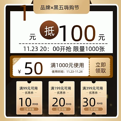 黑五嗨购节促销优惠券主图
