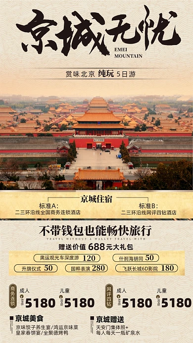 北京旅游景点优惠摄影图海报