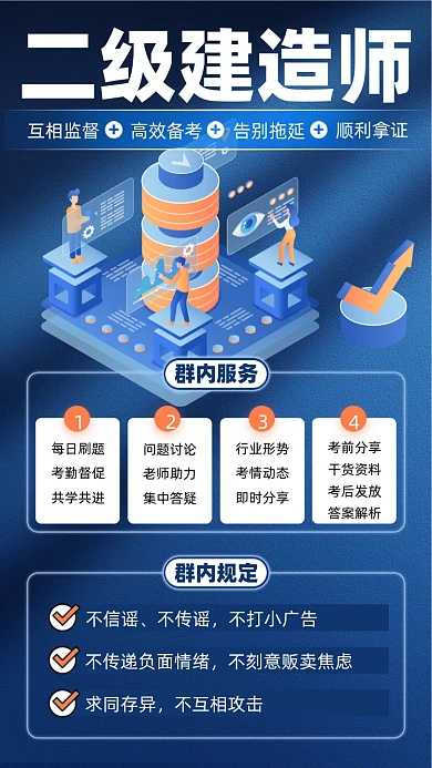 二级建造师备考进群摄影图海报