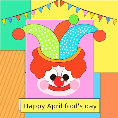 扁平几何愚人节小丑头像