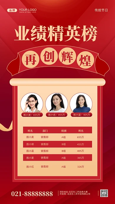 业绩精英榜喜报摄影图手机海报