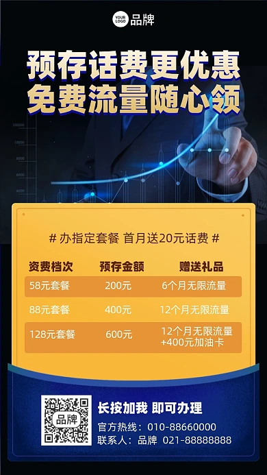 预存话费优惠活动摄影图海报