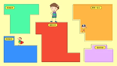 俄罗斯方块打工人卡通电脑分区壁纸