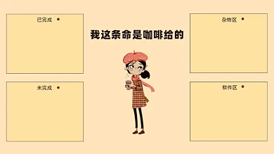 打工人咖啡电脑分区壁纸