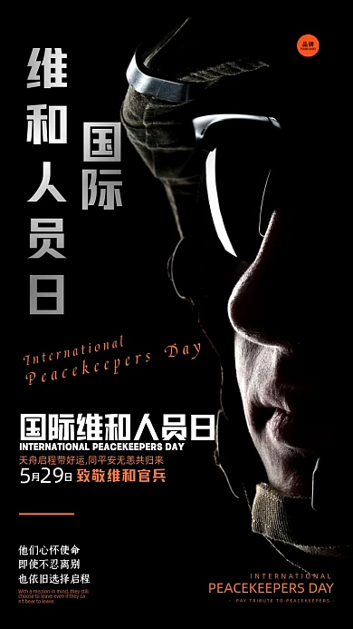 国际维和人员日士兵摄影图海报