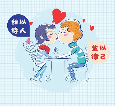 甜以待人盐以律己情侣新媒体朋友圈封面