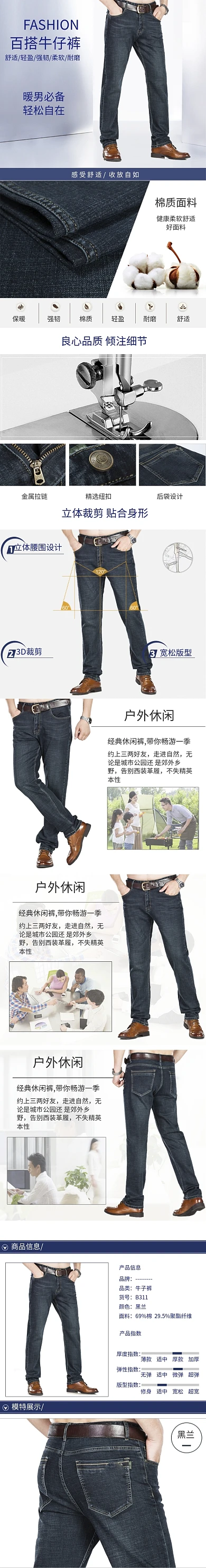 深色調(diào)男裝牛仔褲休閑簡(jiǎn)約詳情頁