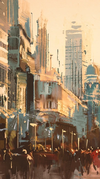 建筑空间插画街道图片手机壁纸