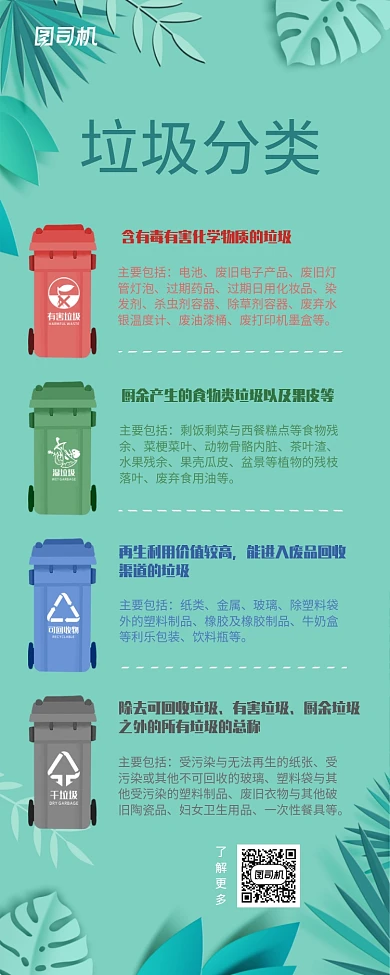 绿色简约风垃圾分类手机海报