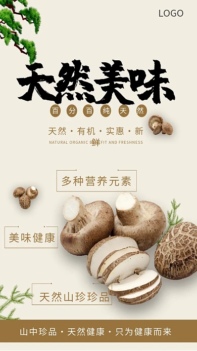天然美味蘑菇香菇海报