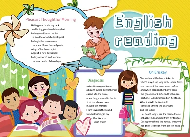 创意卡通英语阅读小报