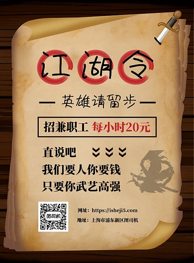 怀旧风格招聘兼职海报