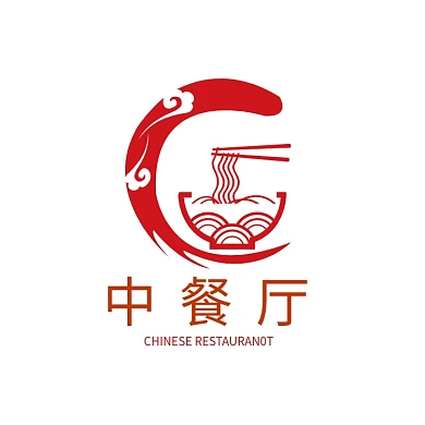 红色大气餐饮中餐厅面馆logo