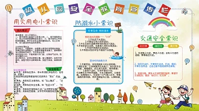 卡通可爱幼儿园安全教育常识宣传栏展板