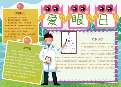 卡通爱眼日保护眼睛视力小报
