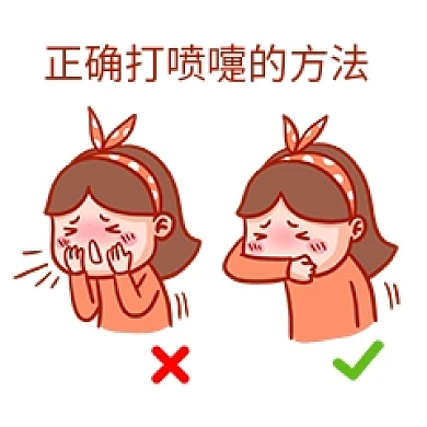 千库编辑原创元素正确打喷嚏防飞沫表情包插画元素