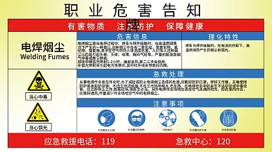 电焊职业危害告知牌