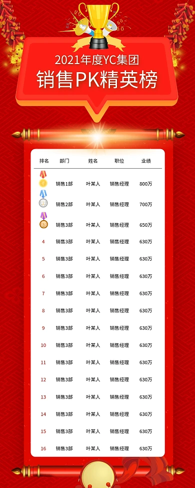 荣誉榜销售pk海报精英榜单易拉宝X展架