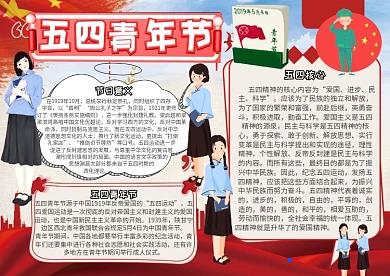 五四青年节青年节小报手抄报模板