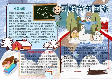 了解我的国家中国地理知识手抄报
