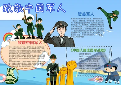 小学生致敬中国军人手抄报模板