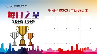 简单大气员工照片墙展板