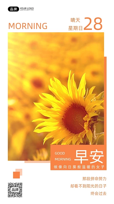 早安语录风景向日葵摄影图海报
