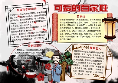 可爱的百家姓历史知识手抄报