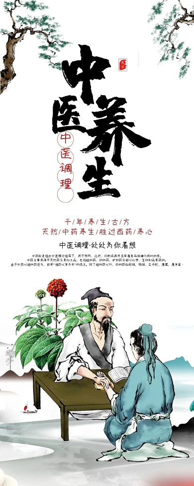 中国风中医养生中医调理中药易拉宝