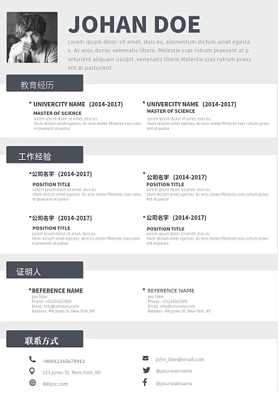 时尚黑白简约个人简历